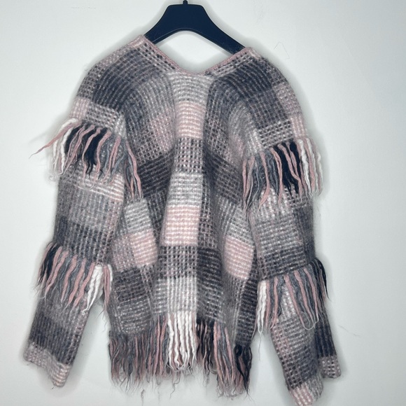 Ulla Johnson Elena Plaid Fringe Cardigan Wrap Mixte Women's Size S petite fall - Picture 6 of 10